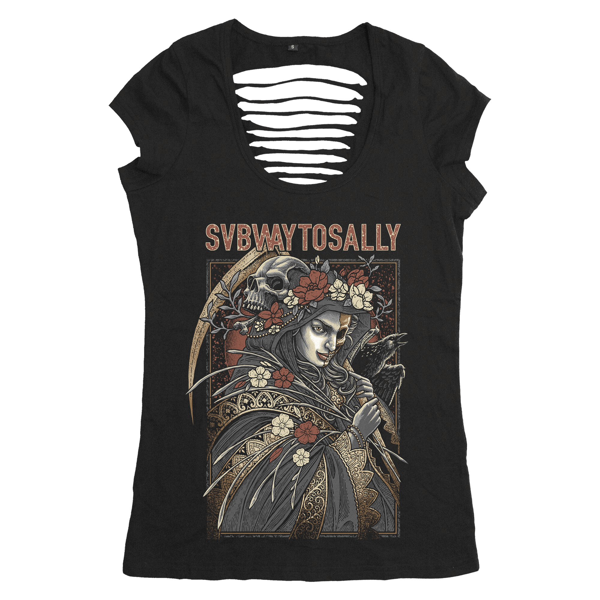 Subway To Sally Floral Grim Reaper Girlie Shirt 425916